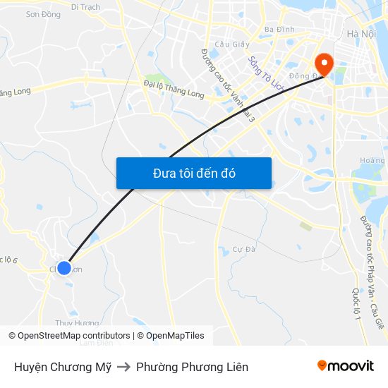 Huyện Chương Mỹ to Phường Phương Liên map