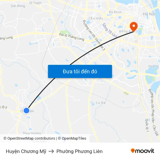 Huyện Chương Mỹ to Phường Phương Liên map