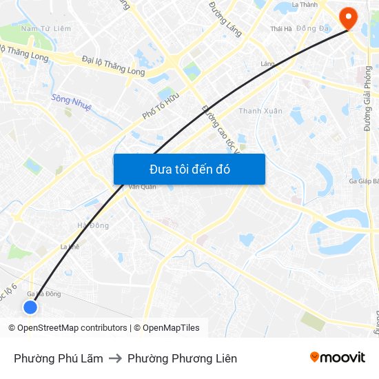 Phường Phú Lãm to Phường Phương Liên map