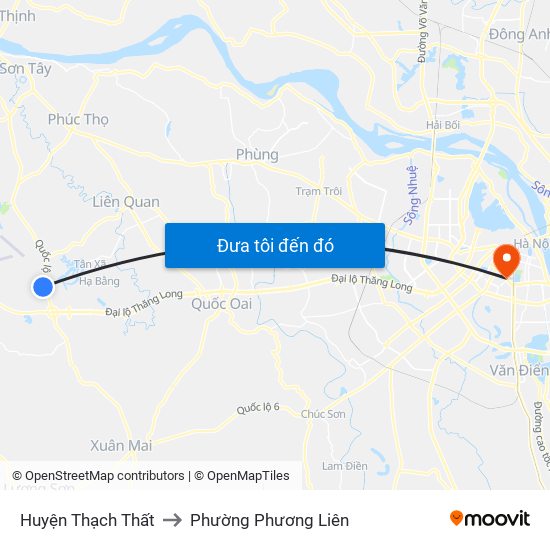 Huyện Thạch Thất to Phường Phương Liên map