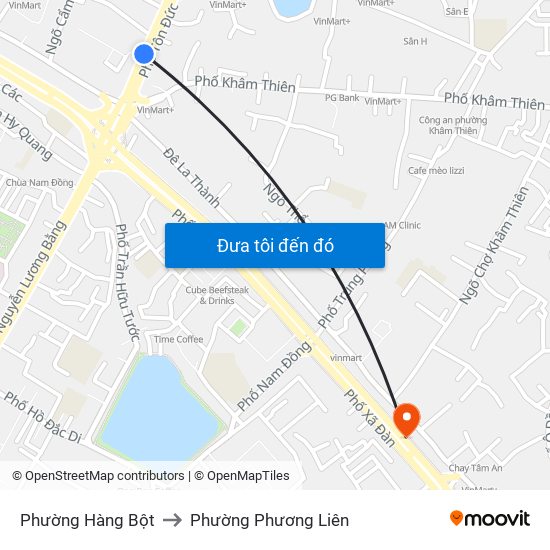 Phường Hàng Bột to Phường Phương Liên map