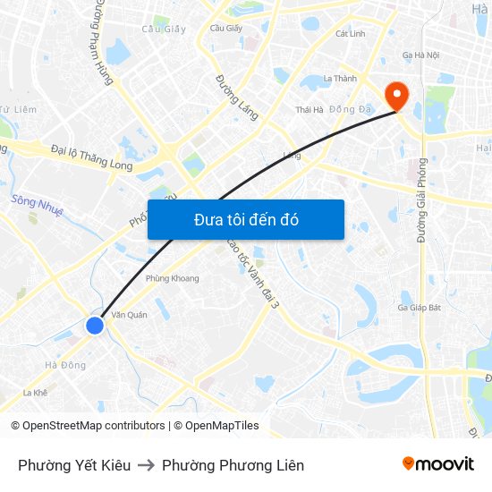 Phường Yết Kiêu to Phường Phương Liên map