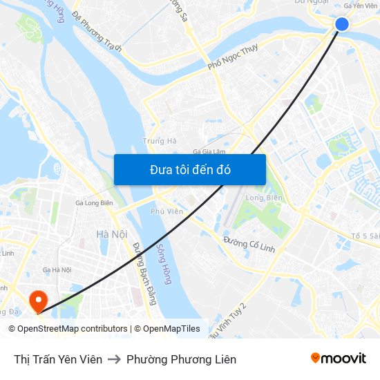 Thị Trấn Yên Viên to Phường Phương Liên map