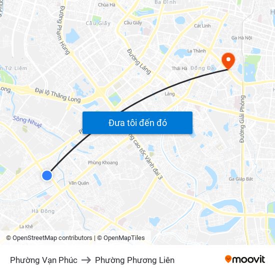 Phường Vạn Phúc to Phường Phương Liên map