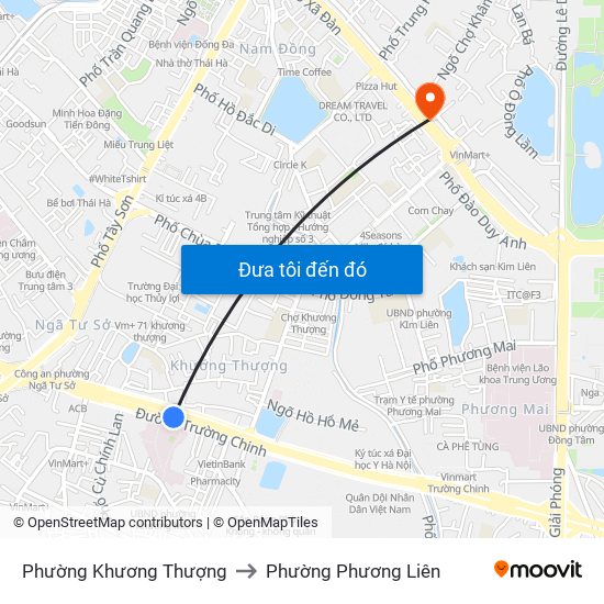 Phường Khương Thượng to Phường Phương Liên map