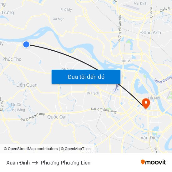 Xuân Đình to Phường Phương Liên map