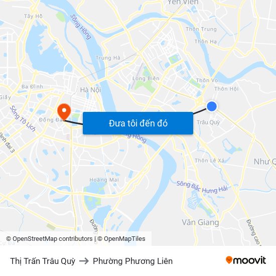 Thị Trấn Trâu Quỳ to Phường Phương Liên map