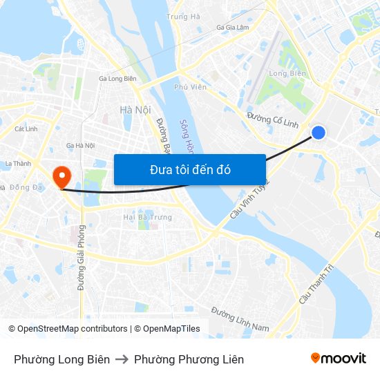 Phường Long Biên to Phường Phương Liên map