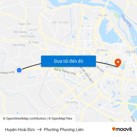 Huyện Hoài Đức to Phường Phương Liên map