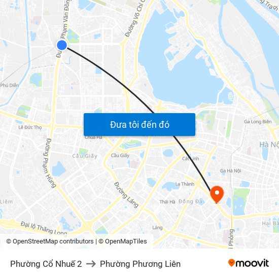 Phường Cổ Nhuế 2 to Phường Phương Liên map