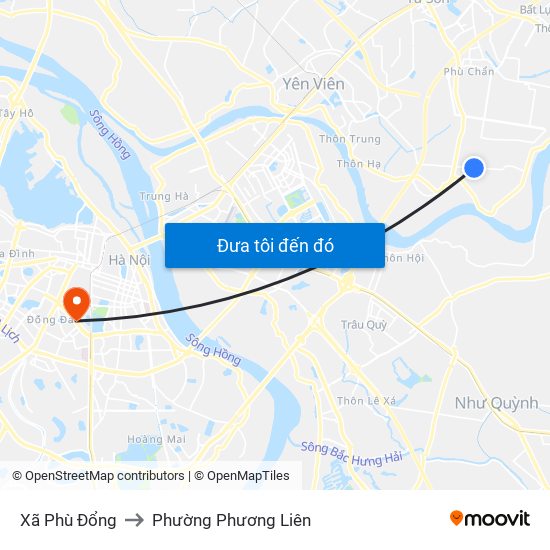 Xã Phù Đổng to Phường Phương Liên map