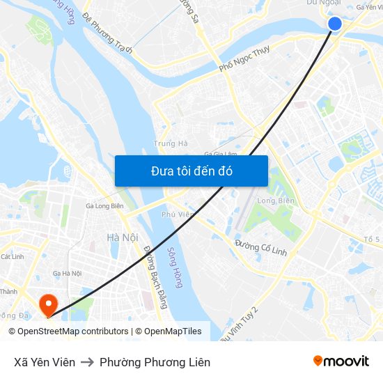 Xã Yên Viên to Phường Phương Liên map