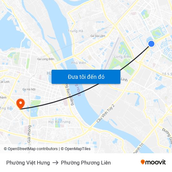 Phường Việt Hưng to Phường Phương Liên map