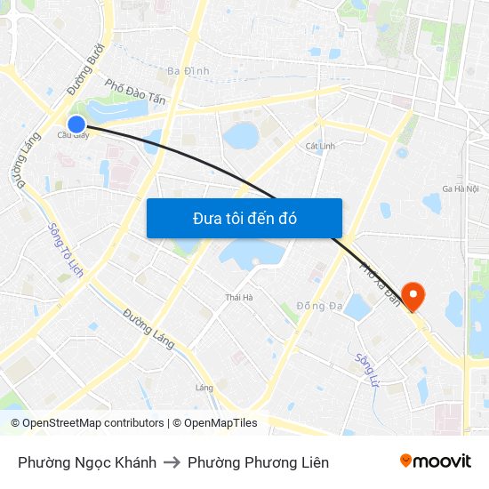 Phường Ngọc Khánh to Phường Phương Liên map