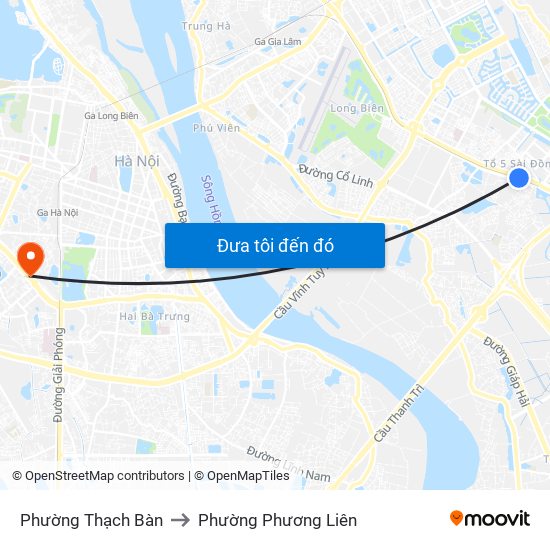 Phường Thạch Bàn to Phường Phương Liên map