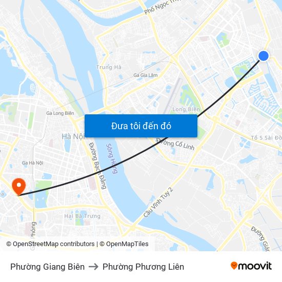 Phường Giang Biên to Phường Phương Liên map
