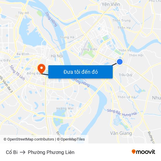 Cổ Bi to Phường Phương Liên map