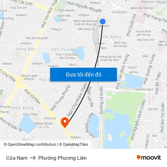 Cửa Nam to Phường Phương Liên map