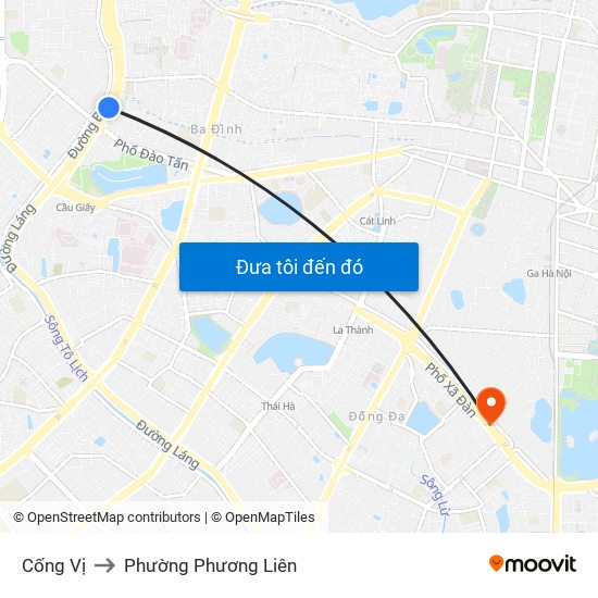 Cống Vị to Phường Phương Liên map