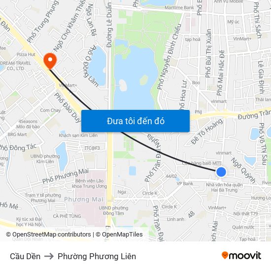 Cầu Dền to Phường Phương Liên map