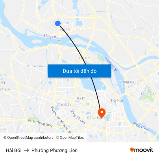 Hải Bối to Phường Phương Liên map