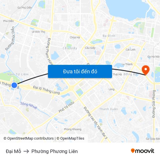 Đại Mỗ to Phường Phương Liên map