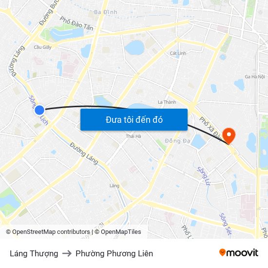 Láng Thượng to Phường Phương Liên map