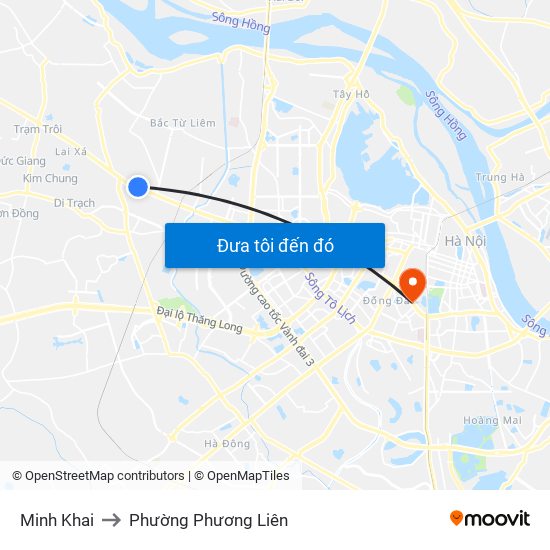 Minh Khai to Phường Phương Liên map