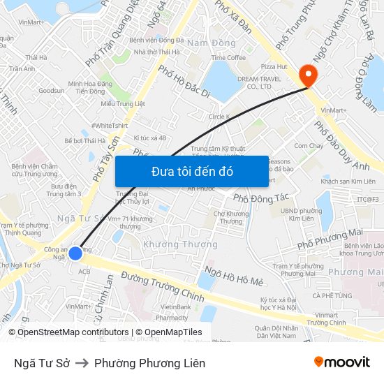 Ngã Tư Sở to Phường Phương Liên map