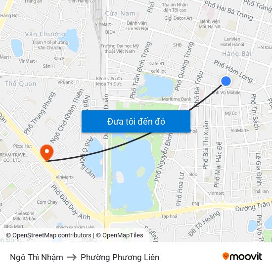 Ngô Thì Nhậm to Phường Phương Liên map