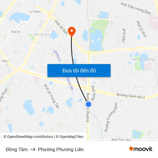 Đồng Tâm to Phường Phương Liên map