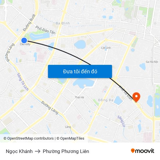 Ngọc Khánh to Phường Phương Liên map