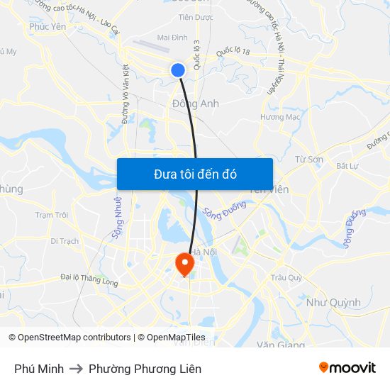Phú Minh to Phường Phương Liên map