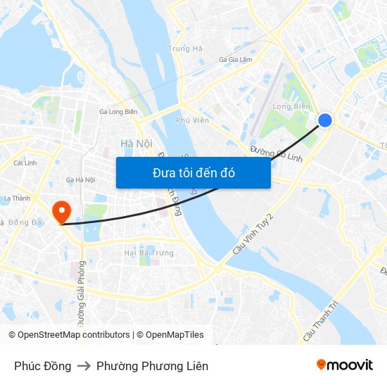 Phúc Đồng to Phường Phương Liên map