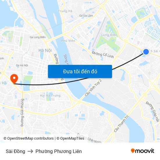 Sài Đồng to Phường Phương Liên map