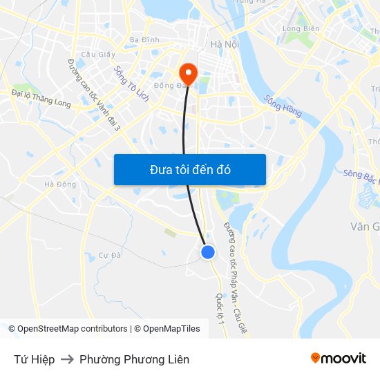 Tứ Hiệp to Phường Phương Liên map