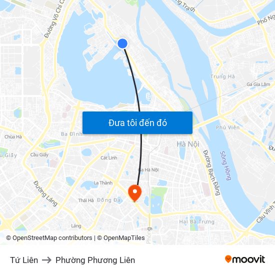 Tứ Liên to Phường Phương Liên map