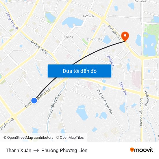 Thanh Xuân to Phường Phương Liên map