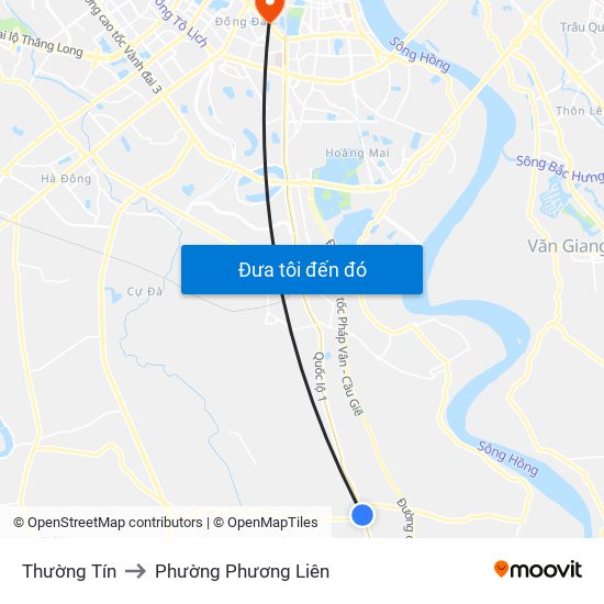 Thường Tín to Phường Phương Liên map