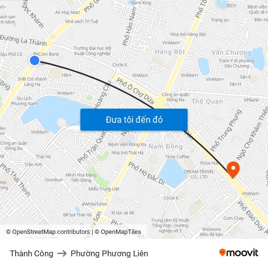 Thành Công to Phường Phương Liên map