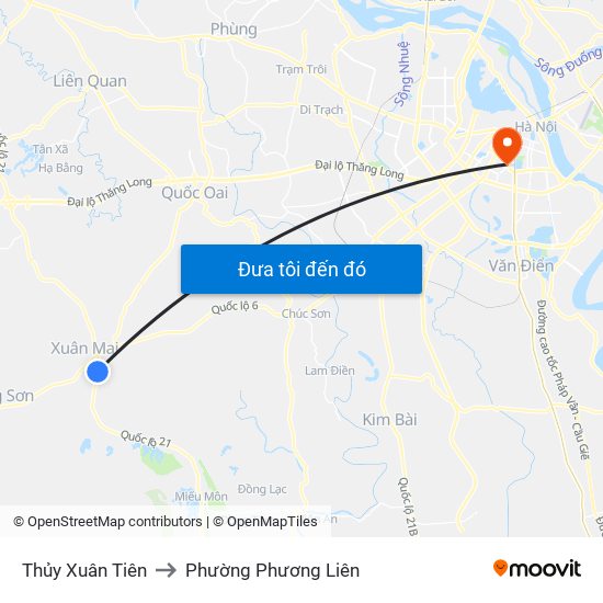 Thủy Xuân Tiên to Phường Phương Liên map