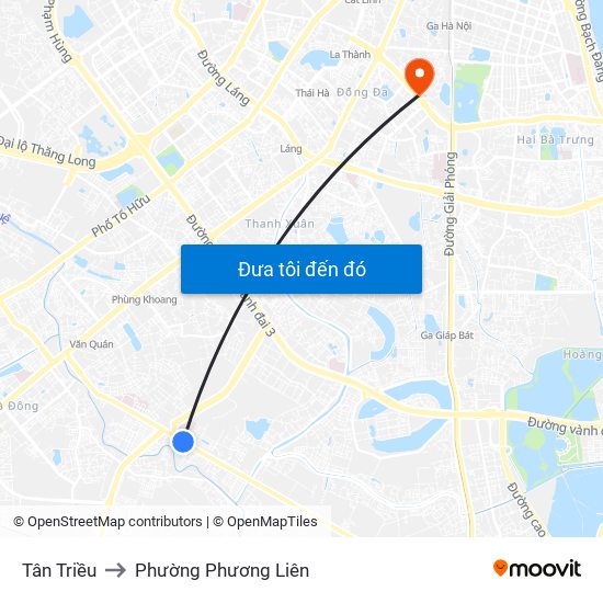 Tân Triều to Phường Phương Liên map