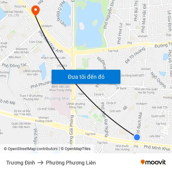 Trương Định to Phường Phương Liên map