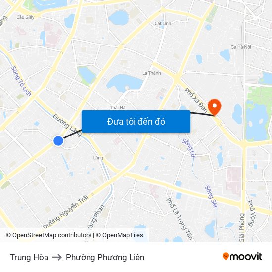 Trung Hòa to Phường Phương Liên map