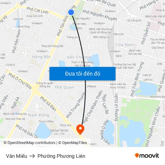 Văn Miếu to Phường Phương Liên map