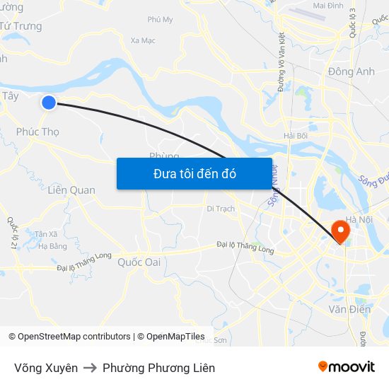 Võng Xuyên to Phường Phương Liên map