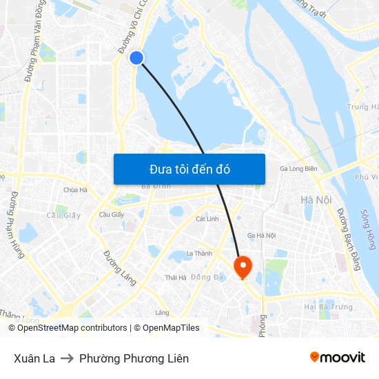 Xuân La to Phường Phương Liên map