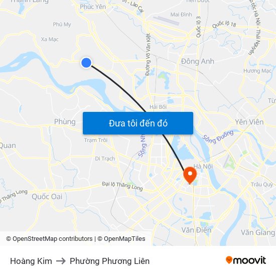 Hoàng Kim to Phường Phương Liên map