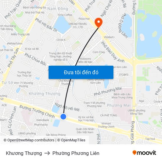 Khương Thượng to Phường Phương Liên map