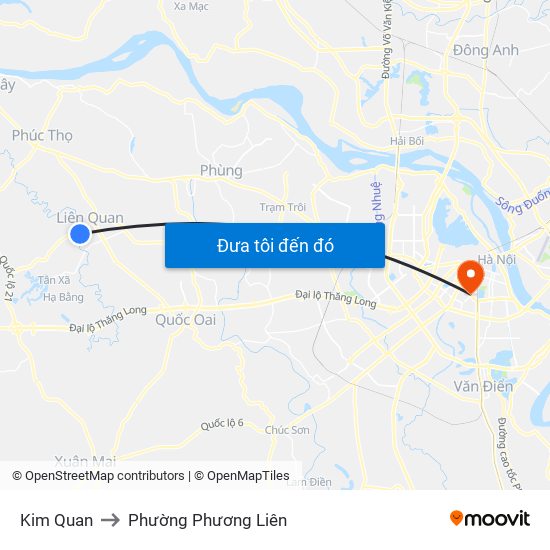 Kim Quan to Phường Phương Liên map